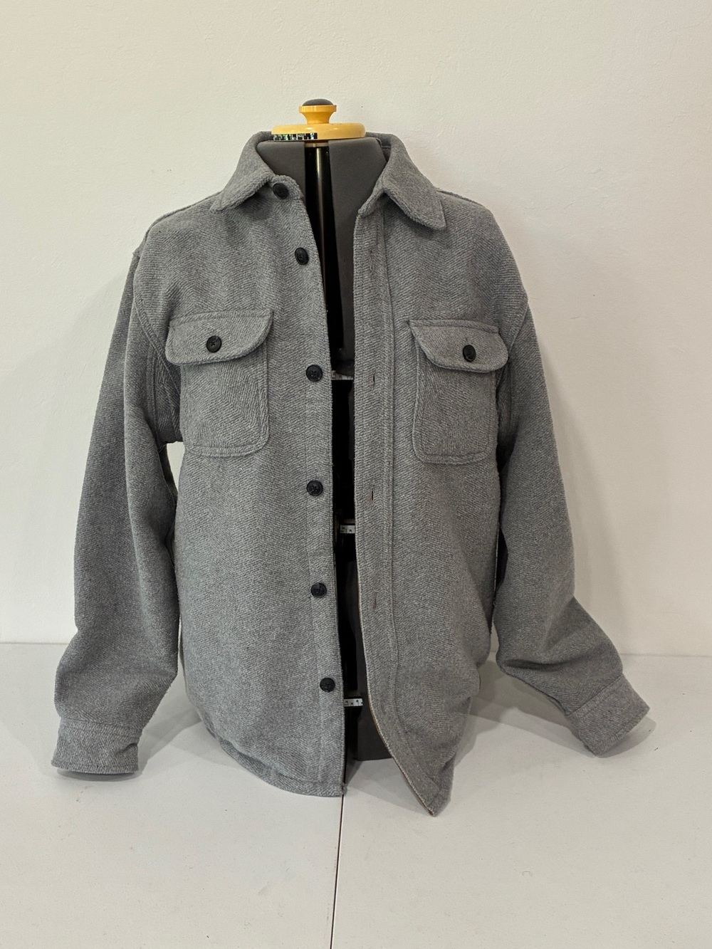 Jachs New York Men’s Wool Blend Shirt Jacket Coat Gray Corduroy Collar Size M